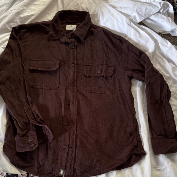 Brushed Brown Flannel Button-Up Shirt - Picture 1 of 4